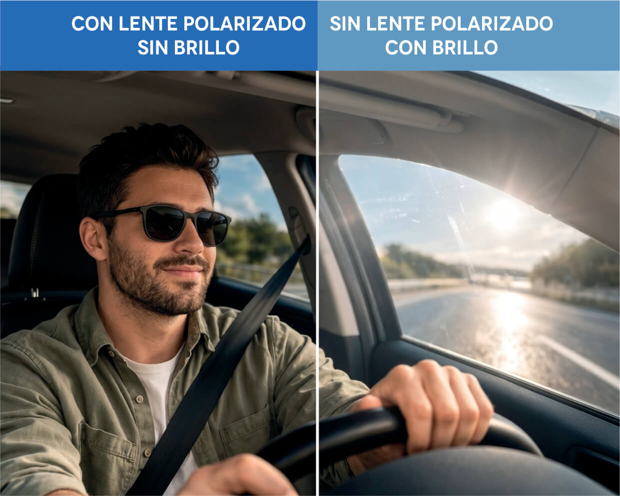 Comparativo polarizado en auto